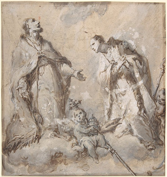 Two Saints  17th cent-Anonymous, Italian, Roman-Bolognese, 17t,16x12"(A3) Poster