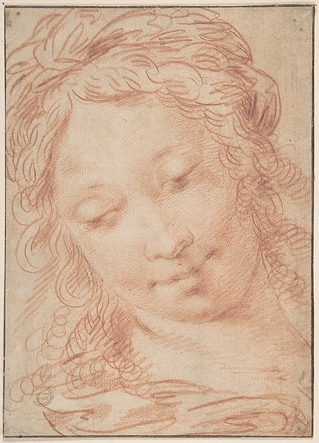 Female Head 17th cent-Anonymous, Italian, Roman-Bolognese, 17t,16x12"(A3) Poster