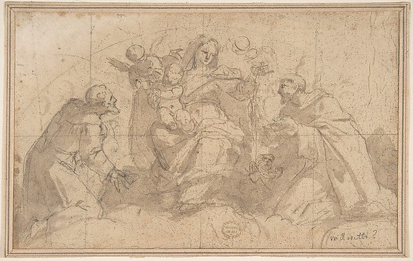 Madonna and Child with Saints and Angels 17th cent-Anonymous,,16x12"(A3) Poster