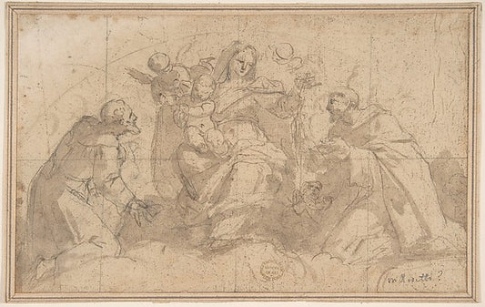 Madonna and Child with Saints and Angels 17th cent-Anonymous,,16x12"(A3) Poster