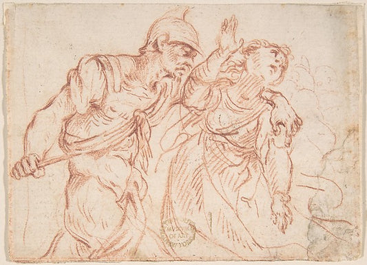 Soldier Stabbing a Woman 17th cent-Anonymous, Italian, Roman-B,16x12"(A3) Poster