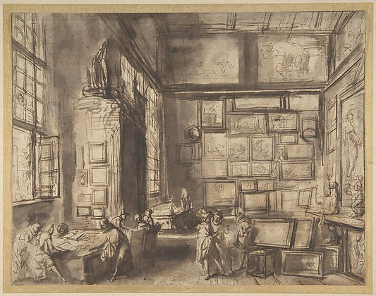 Interior of a Picture Gallery c1620-Attributed to Hans Jordaen,16x12"(A3) Poster
