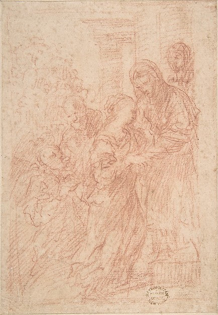 The Visitation 17th cent-Anonymous, Italian, Roman-Bolognese,,  Poster Print Wall Art