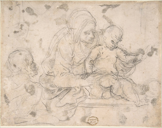 Virgin and Child with Infant St. John the Baptist 17th cent-An,16x12"(A3) Poster