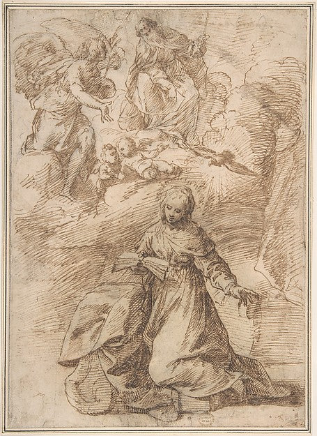 Annunciation 17th cent-Anonymous, Italian, 17th cent, or Anony,16x12"(A3) Poster