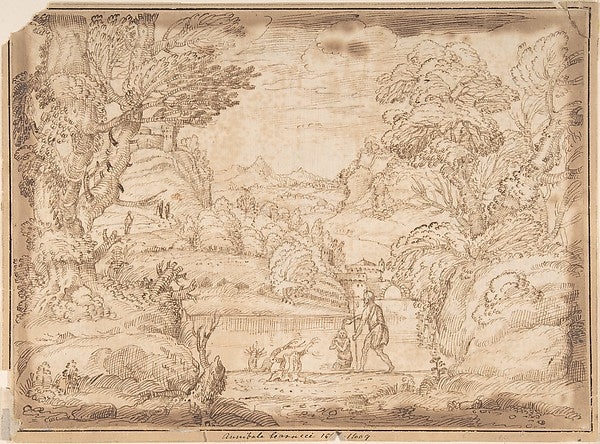 Landscape with the Baptism of Christ 17th cent-Anonymous, Ital,  Poster Print Wall Art