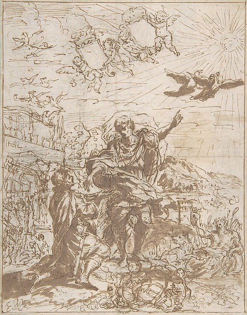 Romulus Receiving the Augury 17th cent-Anonymous, Italian, Rom,  Poster Print Wall Art