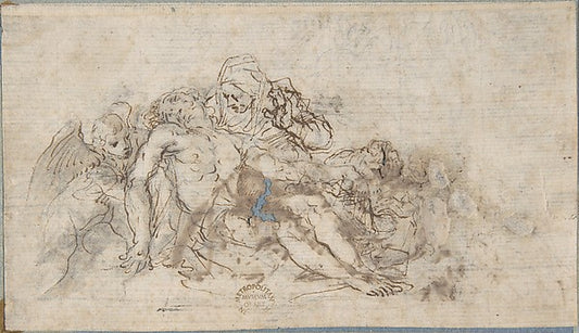 Pietà 17th cent-Anonymous, Italian, Bolognese, 17th cent,16x12"(A3) Poster