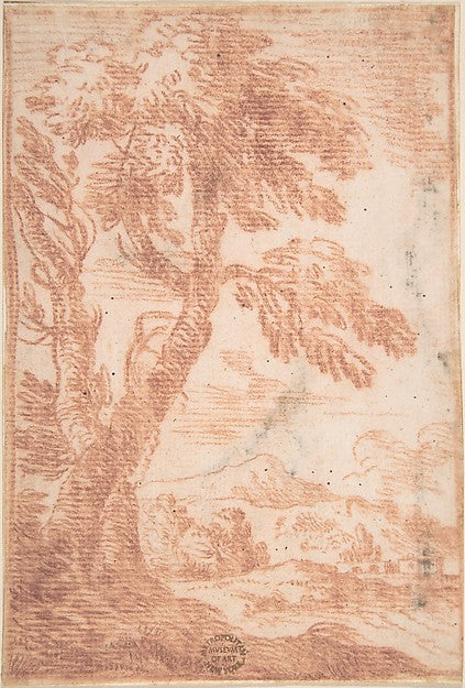 Distant Landscape with Tree in Foreground 17th cent-Attributed,16x12"(A3) Poster