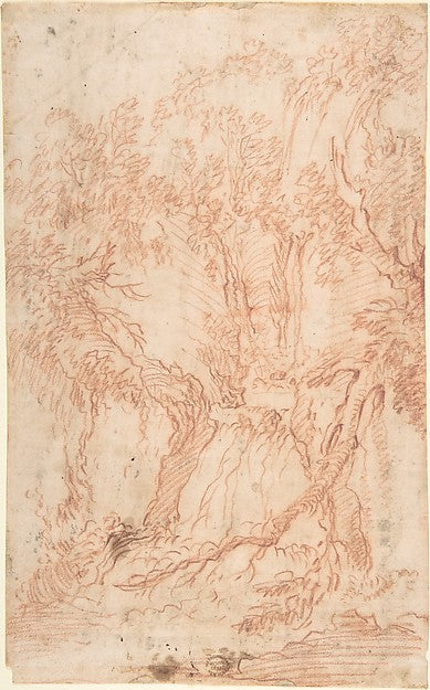 Trees and Rocks 17th cent-Anonymous, Italian, Roman-Bolognese,,16x12"(A3) Poster