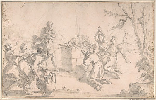 The Sacrifice of Noah 17th cent-Aureliano Milani,16x12"(A3) Poster
