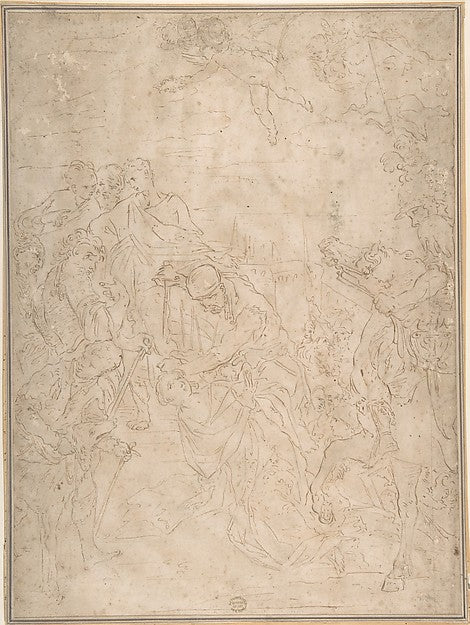 Martyrdom of a Female Saint 17th cent-Anonymous, Italian, Roma,16x12"(A3) Poster