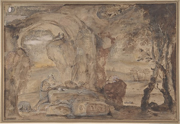 Saint Jerome in the Wilderness 17th cent-Anonymous, Italian, R,16x12"(A3) Poster