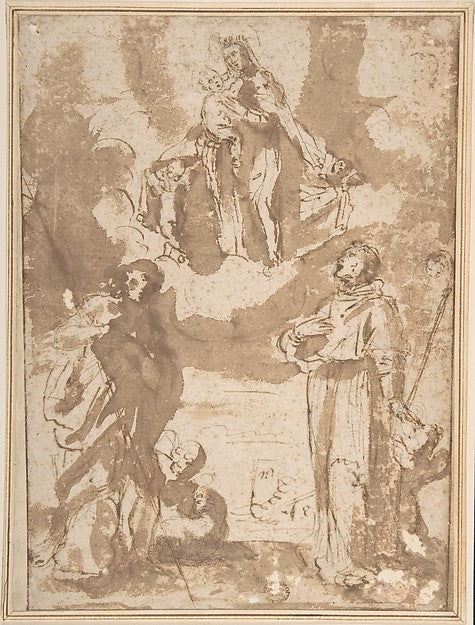 Madonna and Child with Saints 17th cent-Anonymous, Italian, Ro,16x12"(A3) Poster