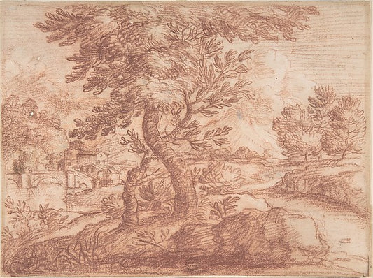 Landscape 17th cent-Attributed to Aureliano Milani,16x12"(A3) Poster