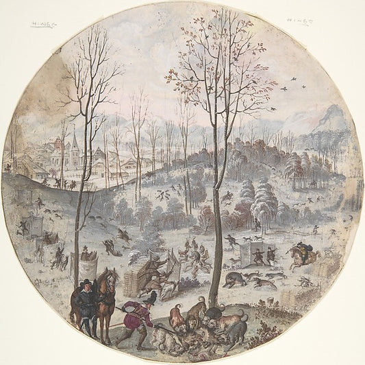 A Boar Hunt 17th cent-Anonymous, Flemish, 17th cent,16x12"(A3) Poster