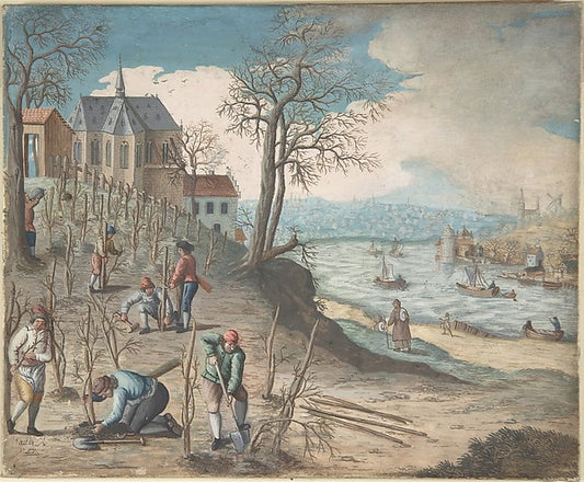 Planting Trees 18th cent-Anonymous, Flemish, 18th cent ?,16x12"(A3) Poster