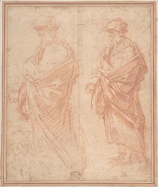 Studies of a Man 17th cent-Anonymous, Italian, Roman-Bolognese,16x12"(A3) Poster
