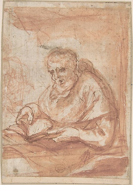 Saint Reading 17th cent-Anonymous, Italian, Roman-Bolognese, 1,16x12"(A3) Poster