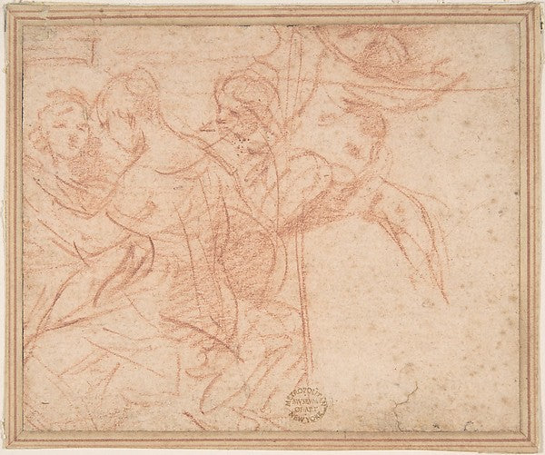 Three Female Figures and Seated Putto 17th cent-Anonymous, Ita,16x12"(A3) Poster
