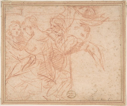 Three Female Figures and Seated Putto 17th cent-Anonymous, Ita,16x12"(A3) Poster