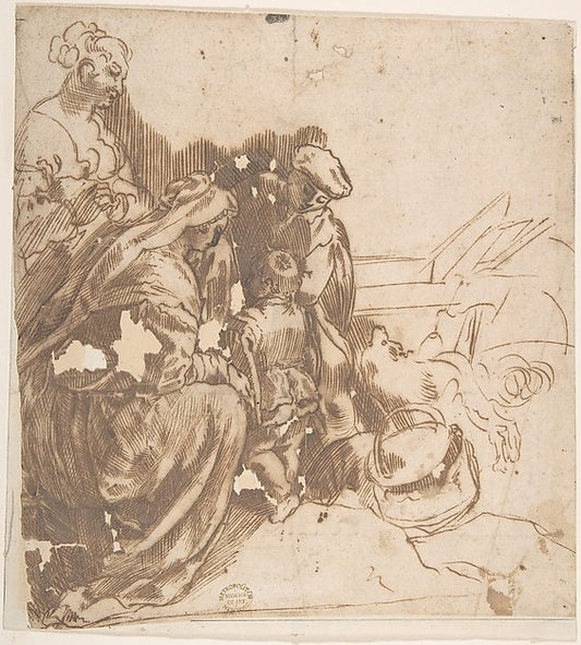 Family Group 17th cent-Anonymous, Italian, Venetian, 17th cent,16x12"(A3) Poster
