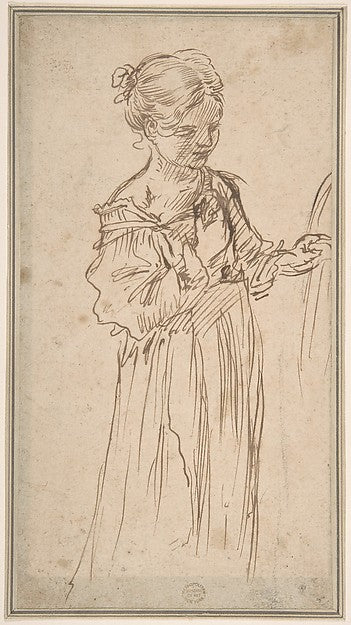 Figure of a Girl 17th cent-Anonymous, Italian, Roman-Bolognese,16x12"(A3) Poster