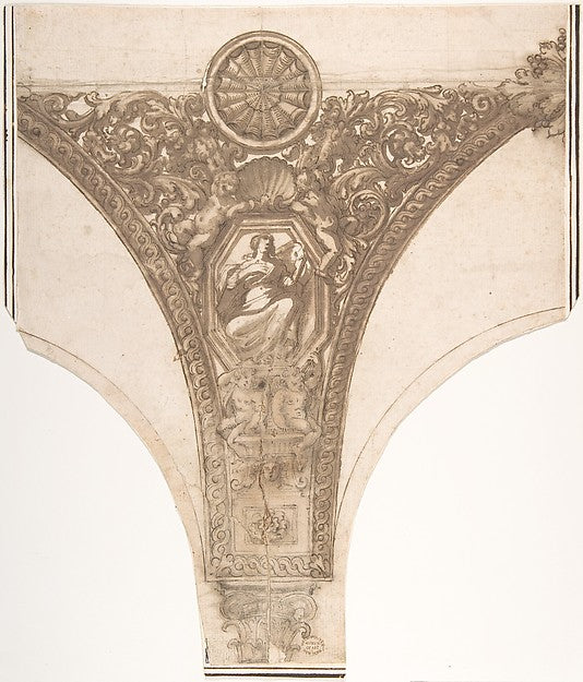 Design for an Ornamental Spandrel 17th cent-Anonymous, Italian,16x12"(A3) Poster