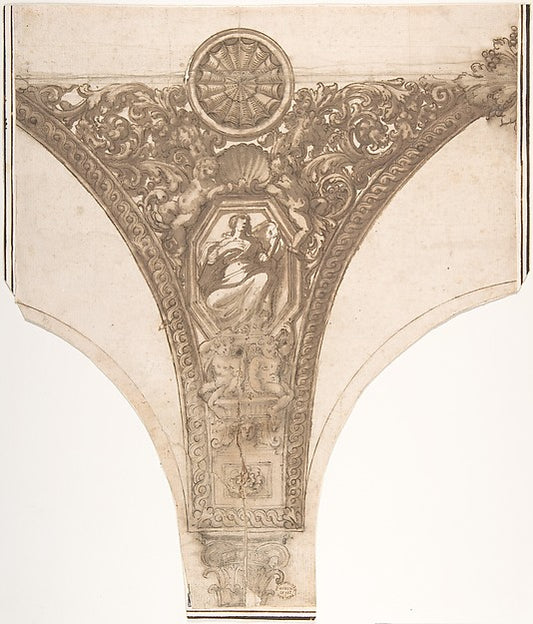 Design for an Ornamental Spandrel 17th cent-Anonymous, Italian,16x12"(A3) Poster