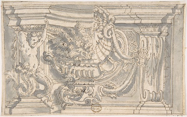 Drawing Showing Two Alternate Designs for an Ornamental Niche,16x12"(A3) Poster