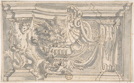 Drawing Showing Two Alternate Designs for an Ornamental Niche,16x12"(A3) Poster