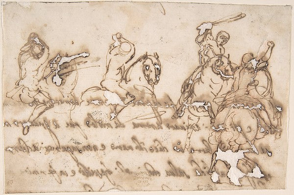 Horsemen Fighting 17th cent-Anonymous, Italian, Roman-Bolognes,16x12"(A3) Poster