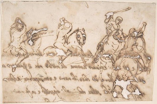 Horsemen Fighting 17th cent-Anonymous, Italian, Roman-Bolognes,16x12"(A3) Poster