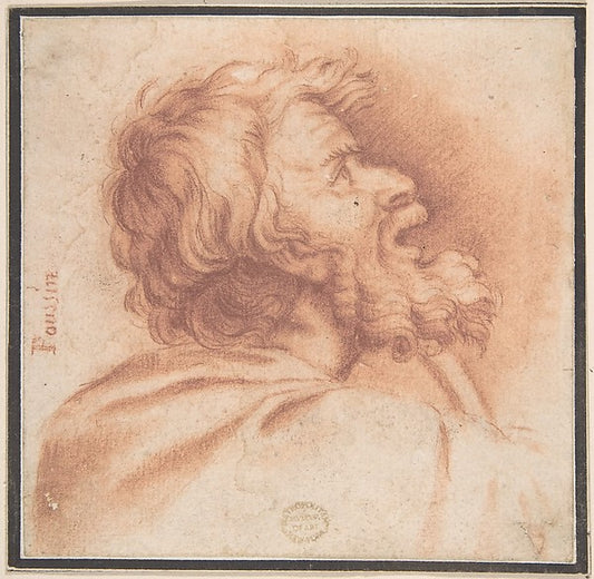 Head of Bearded Old Man Shown in Profile  Looking Up 17th cent,16x12"(A3) Poster