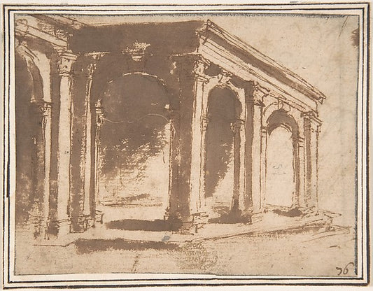 Loggia 17th cent-Anonymous, Italian, Roman-Bolognese, 17th cen,16x12"(A3) Poster