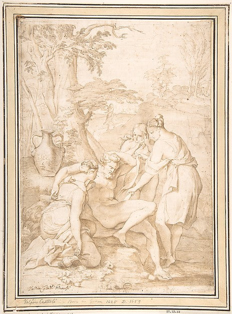 Lot and His Daughters  17th cent-Anonymous, Italian, Roman-Bol,16x12"(A3) Poster