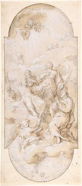 Apotheosis of Four Martyred Saints  17th cent-Antonio Cavalluc,16x12"(A3) Poster