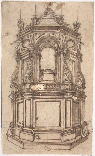 Catafalque for a Cardinal 17th cent-Anonymous, Italian, Roman,16x12"(A3) Poster