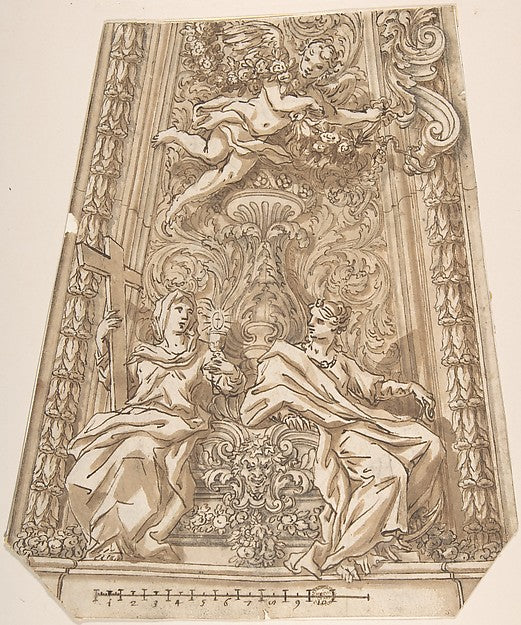 Design for a Dome Compartment with Figures of Faith and Hope 1,16x12"(A3) Poster