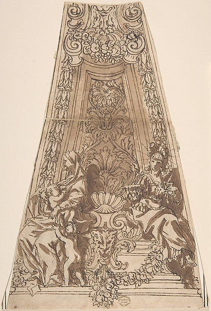 Design for a Dome Compartment with Figures of Charity and Fort,16x12"(A3) Poster