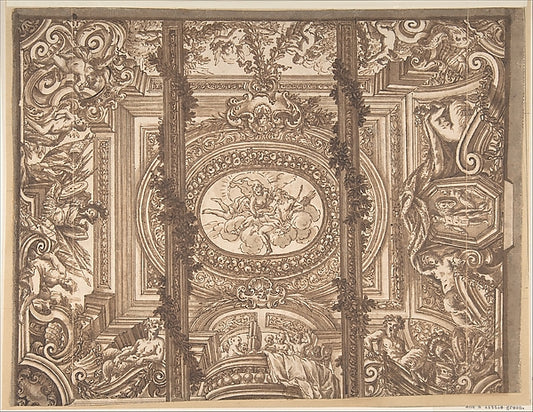Designs for a Ceiling 17th cent-Anonymous, Italian, Roman-Bolo,16x12"(A3) Poster
