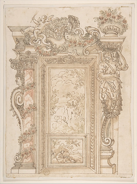Designs for a Niche 17th cent-Anonymous, Italian, Roman-Bologn,16x12"(A3) Poster