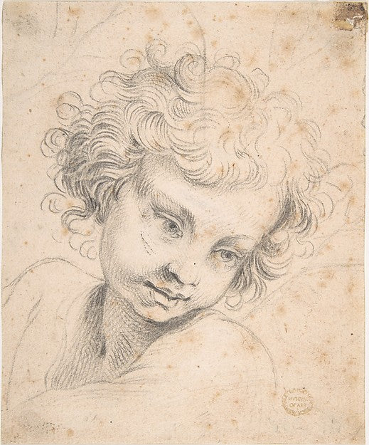 Head of a Child  copy of engraving by Luca Ciambulano 17th cen,16x12"(A3) Poster