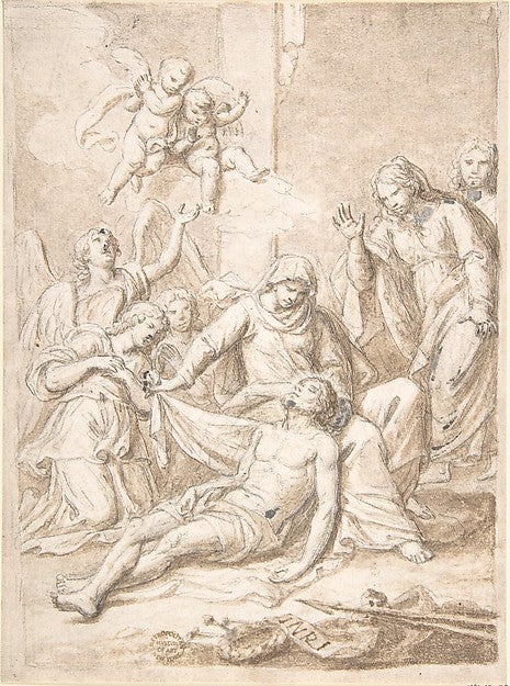 Pietà 17th cent-Anonymous, Italian, Roman-Bolognese, 17th cent,16x12"(A3) Poster