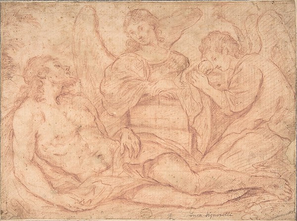 Dead Christ Mourned Over by Angels 17th cent-Anonymous, Italia,16x12"(A3) Poster