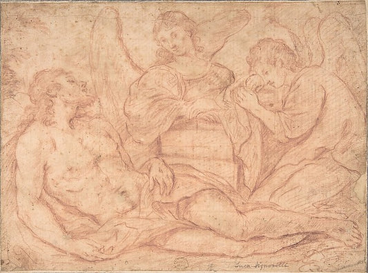 Dead Christ Mourned Over by Angels 17th cent-Anonymous, Italia,16x12"(A3) Poster