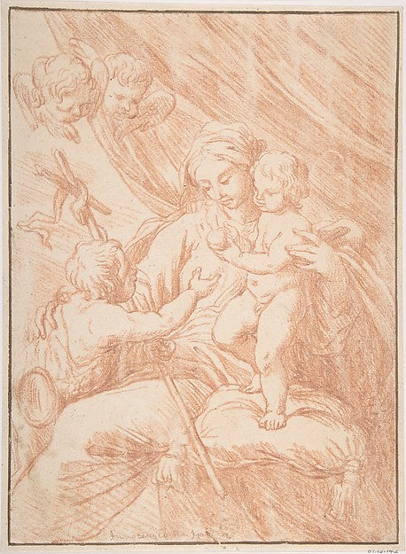 Madonna  Child  and Saint John 17th cent-Anonymous, Italian, R,16x12"(A3) Poster
