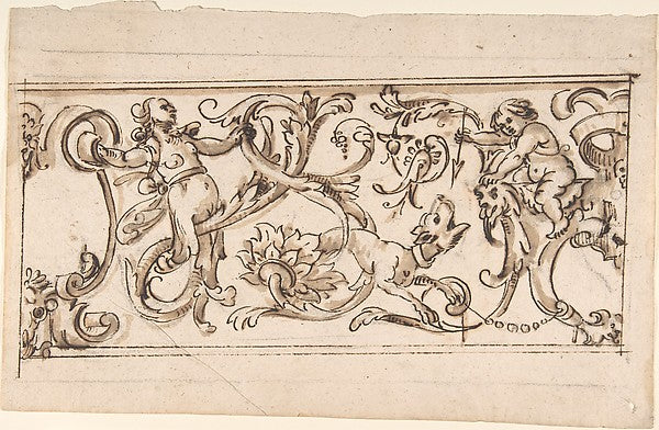 Drawing for a Frieze with Rinceau and Grotteschi 17th cent-Ano, Poster Print