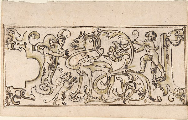 Grotesque Ornament Drawing 17th cent-Anonymous, Italian, 17th , Poster Print