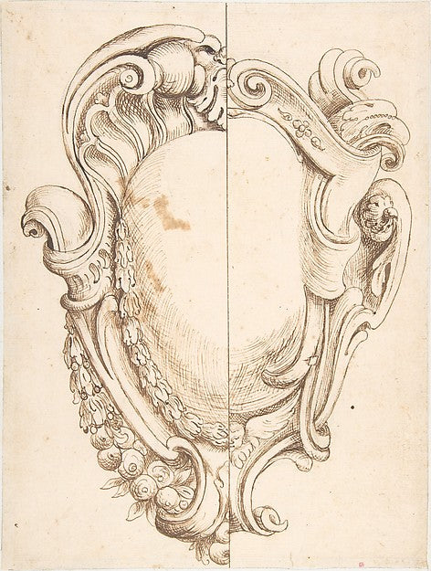 Study with Two Alternate Designs for a Cartouche 19th cent-Ano,16x12"(A3) Poster